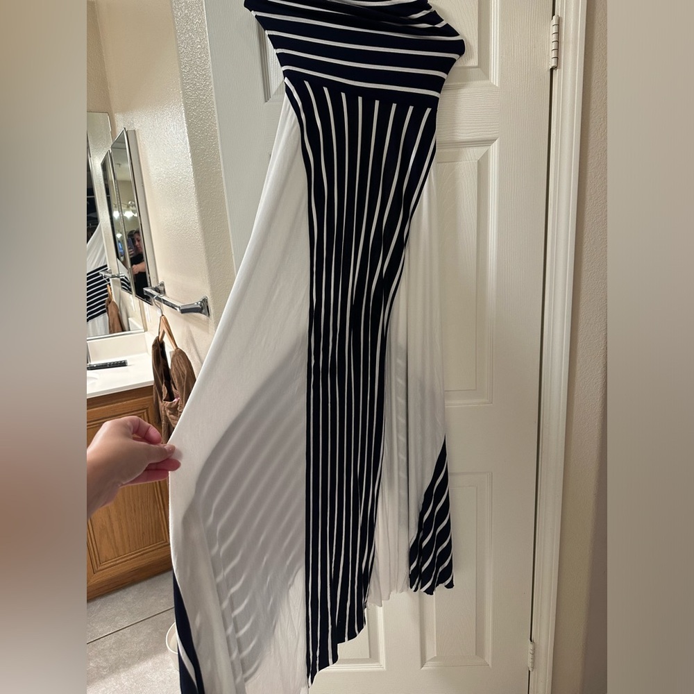 Blue and white maxi dress